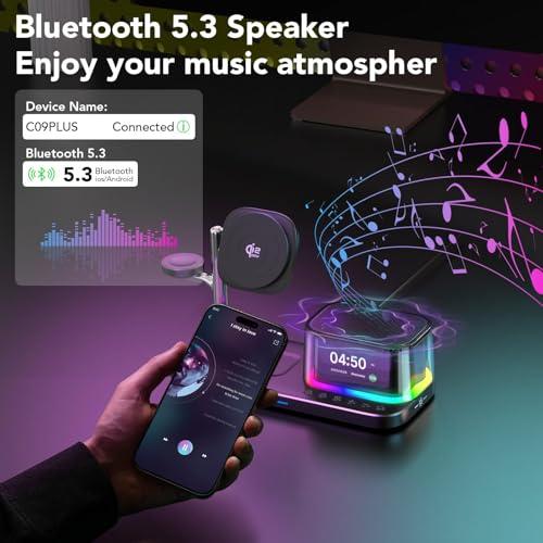 7 in 1 Alarm Clock with Wireless Charging,Charging Station with Night Light