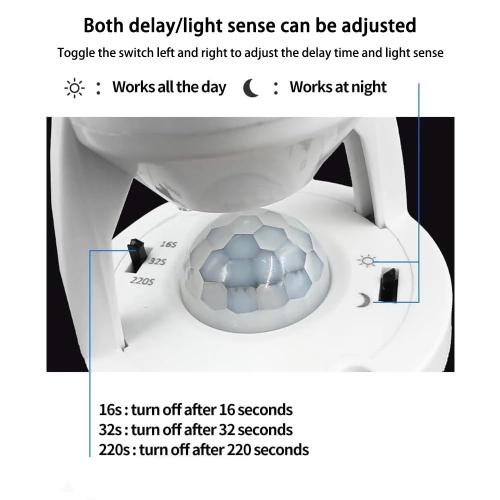 E26/E27 Motion Sensor Light Socket Adapter – Smart Screw-in Bulb Holder with PIR Motion Detection, Automatic On/Off for Garage, Storage Room, Basement & Closet