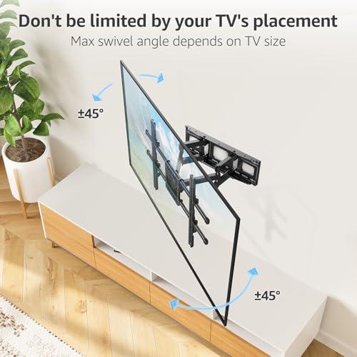 MOUNTUP Full Motion TV Wall Mount for Most 40-85 inch Flat TVs up to 110 lbs, Wall Mount Bracket with Dual Articulating Arms, Tilt, Level, Swivel, TV Mount Fits 12/16 Wood Stud, Max VESA 600x400mm