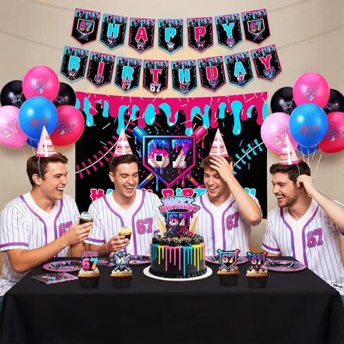 SmoothNovelty 31 Pcs 67 Baseball Ice Cream Drip Birthday Decorations