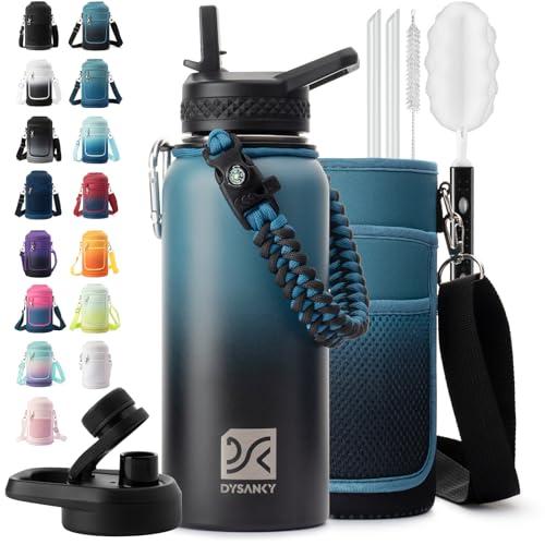 DYSANKY 32 oz Insulated Water Bottle | Thickened Stainless Steel Vacuum Metal | Portable Sports Water Jug for Gym and Hiking with Straw, Carrier Bag, Handle Strap | BPA-Free 32 oz