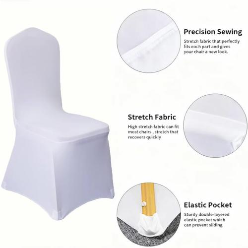 100 Pcs White Washable Removable Universal for Wedding Party Dining Banquet Polyester Spandex Stretch Slipcovers Chair Covers
