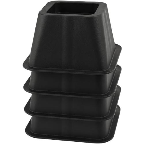 SKYREN Bed Risers, 6 Inch Heavy-Duty Plastic, Black, 4 Pack, for Beds, Couches and Tables