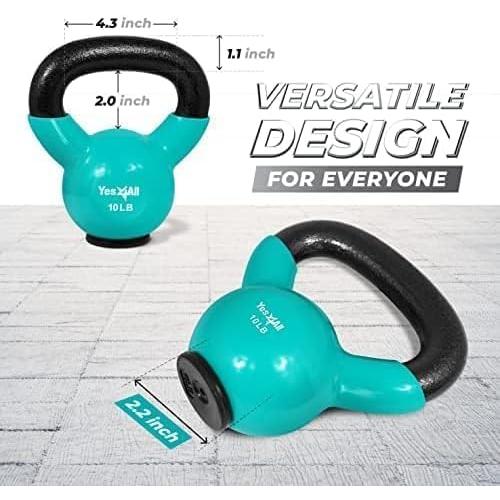 Yes4All Kettlebells Rubber Base, Kettlebell Set for Women, Strength Training Kettlebells Weights (10-65 lbs)
