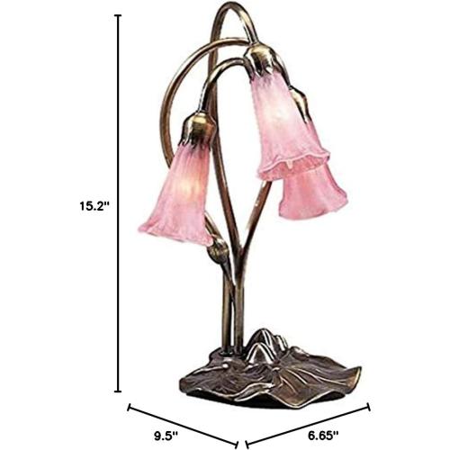 Meyda Tiffany 14728 Pond Lily 3 Light Accent Lamp, 16 Height, Pink