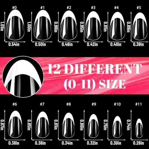 White French Tip Press on nails Short Almond Fake Nails, 120PCS Almond Nail Tips Short French Tip Nails, Clear Acrylic Nail Press on Full Cover False Nail