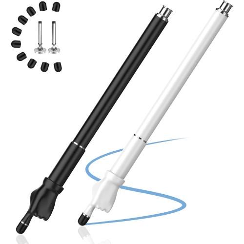 Stylus Pen for Touchscreen, MEKO 2-in-1 High Sensitivity Fingertip Stylus Pens for iPhone iPad Android Tablets Smartphone All Universal Touch Screens(2 Pack Black/White)