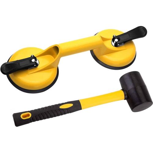 Floor Gap Fixer Tool for Laminate Floor Gap Repair Include Suction Cup and Mallet (Can't use on scraped surface floor)-Yellow Kit