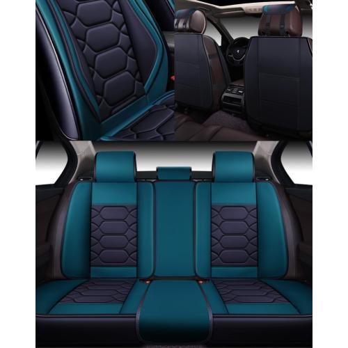 OASIS AUTO Car Seat Covers Premium Waterproof Faux Leather Cushion Universal Accessories Fit SUV Truck Sedan Automotive Vehicle Auto Interior Protector Front Pair (OS-004 Black&Teal)