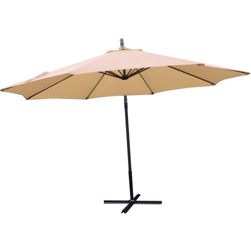 Outdoor Patio Umbrella, Offset Sun Shade Cantilever, Round 9.8ft Diameter - Crank Open System, Push Button Tilt, Adjustable Angle for Backyard and Beach‼️little dirt and incomplete‼️