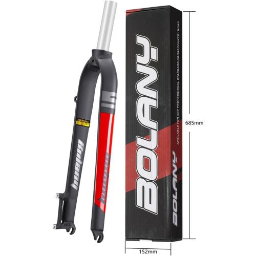 Mountain Bike Rigid Forks 26/27.5/29 inch 1-1/8 Ultralight Front Fork Bicycle Threadless Straight Tube MTB Forks QR 9X100mm Disc Brake Aluminum Alloy (Color : Red, Size : 29)