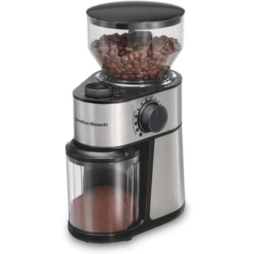 Hamilton Beach Electric Burr Coffee Grinder with Large 16 oz. Hopper | 18 Grind Settings For Espresso To French Press Coffee | Makes 2-14 Cups | Auto Shutoff | Easy Clean | Stainless Steel | 80385‼️needs heavy cleaning ‼️