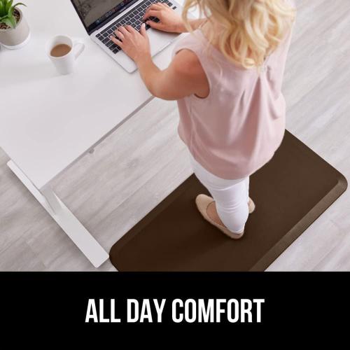 GORILLA GRIP Comfortable Cushioned Kitchen Mats for Floor, 3/4 Inch Thick Ergonomic Standing Desk Anti Fatigue Mat, Waterproof and Stain Resistant Pebbled Top, Supportive Padded Foam Rug, 58x20, Brown