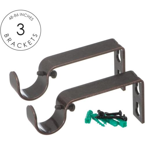 Ivilon Window Curtain Rod Decorative End Cap Design, 1 Inch Rod, 48 to 86 Inch. Oil Rubbed Bronze