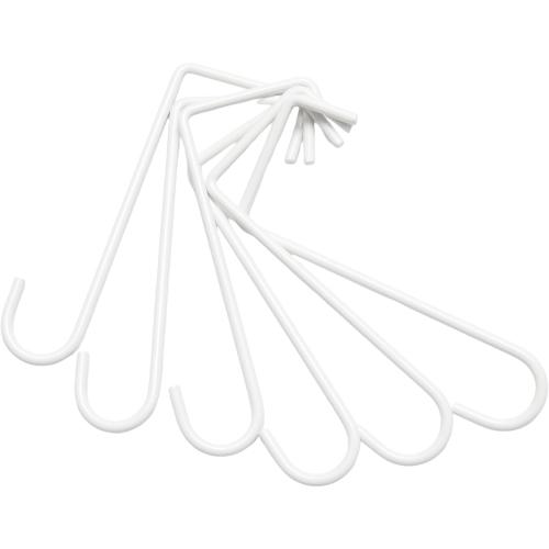 6 Pack Vinyl Fence Hooks Patio Hook, Steel Hangers 2 x 6 inch, White Fence Hooks for Hanging Lights, Planters, Bird Feeders