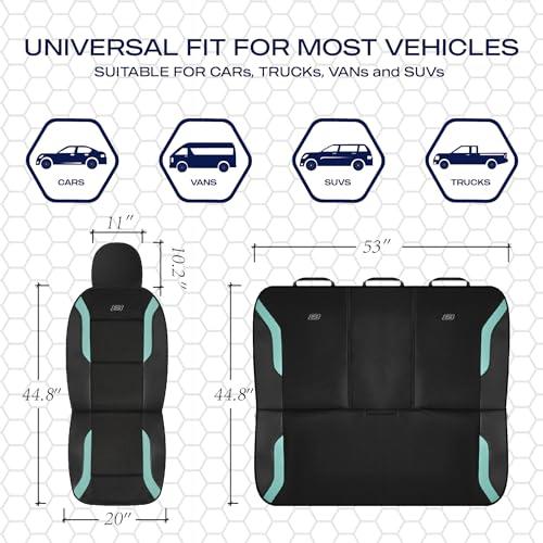 Skechers Memory Foam Car Seat Covers, Air Cool Mesh Thick Seat Covers, Car Seat Full Sets, Airbag Compatible, Automotive Comfort Protection for Most Cars,Vans,Trucks, SUVs,Green