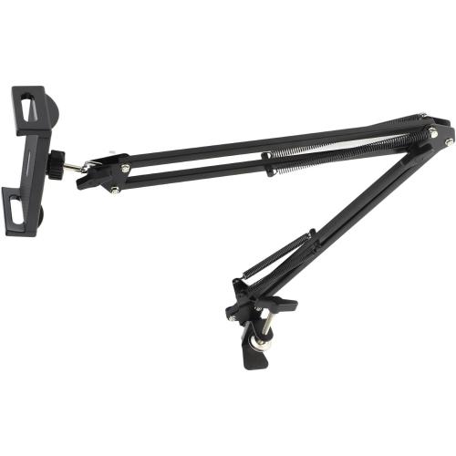 Tissting Desk Bed Phone Holder,Arm Flexible Phone Stand with Adjustable Clip,Mount Long Arms Clamp,Tabletop Bedside Bracket Compatible with 4-12.9in Phone Tablets (Black)