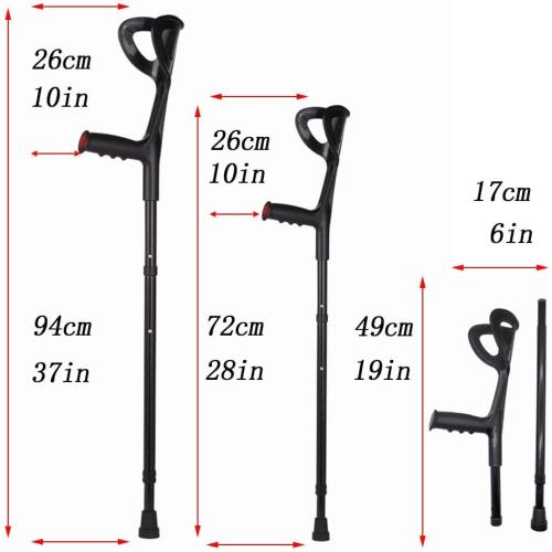 Lightweight Foldable Forearm Crutch, Aluminum Walking Stick,Height Adjustable, Ergonomic Handle with Comfortable Grip 2ZG-02BM (Black)