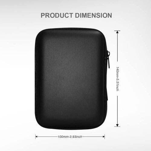 Hard Drive Carrying Case Storage Organizer Bag Multi-Purpose Universal Carry Pouch Compatible with Western Digital WD Elements Seagate, 2.5’’ EVA Shockproof Travel Case (Black)