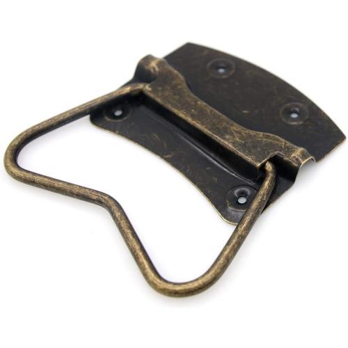 LXZ 4 PCs Vintage Style Lifting Handle Chest Pull with Distressed Antique Brass Finish for Wooden Box/Case/Chest-Large Size