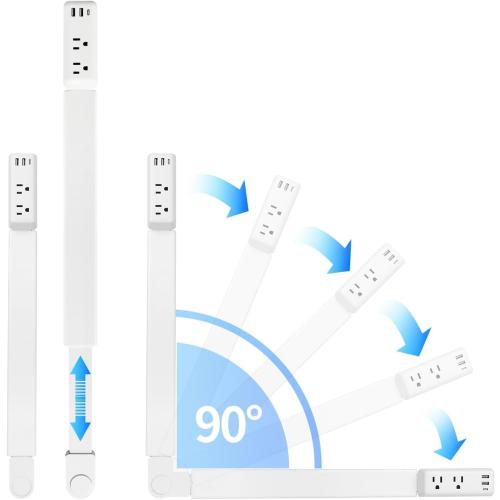 Electrical Outlet Extender Stick,Rotated and Extended Power Strip,with 1 USB-C,2 USB-A,2 AC Outlets,Extends 22-34, Rotated 180°,Perfect for Hard-to-Reach Outlets Behind Couch,Sofa, Bed, Furniture