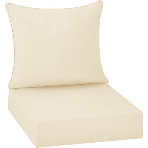 puredown® Outdoor Seat Cushions 24 X 24 X 5.75 Inch, Waterproof & Fade Resistant Patio Furniture Replacement Cushions with Removable Cover for Chair, Sofa, Couch, Wicker, Beige