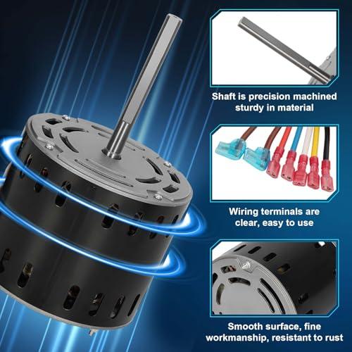 HC41AE117 Furnace Blower Motor 1/3HP 1075RPM 115V 4 Speed with 5μF Capacitor Fits for Carrier Bryant Payne GE Blower Fan Motor 45117 5KCP39GGS336S HC41AE117A HC41AE115 HC41SE122