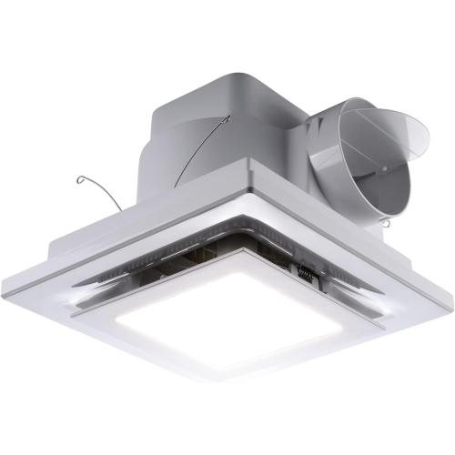 Zeyzer Bathroom Exhaust Fan with LED Light Square Quiet Modern Ceiling Mount Ventilation Fan Combination for Shower/Restroom/Office, 110 CFM 1.0 Sones 4 Inches Duct 110V, White