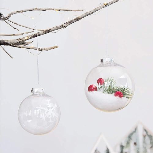 Kingrol 30 Pack 3.15 Inch Clear Plastic Fillable Ornament Balls, for DIY Craft Projects, Christmas, Wedding, Party, Home Decor