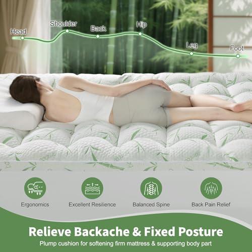 3 Inch Breathable Mattress Topper - 1500GSM 3D 7D Down Alternative Fill,Viscose Made from,Cooling Firm Pillow Top Mattress Pad (Full,54x75)