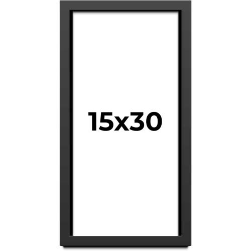 Poster Palooza 15x30 Frame Black Solid Wood Picture Frame | 1.25 Inch Moulding Width | Includes UV Acrylic Plexiglass, Foam Board Backing & Hanging Hardware