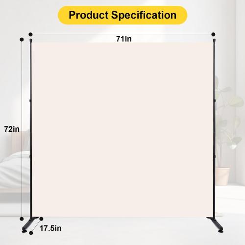 Room Divider 6FT Single Panel Privacy Screen, 71'' Wide Fabric Indoor Room Divider Wall Divider for Room Separation, Portable Room Partitions and Dividers Freestanding Temporary Wall Room Separators