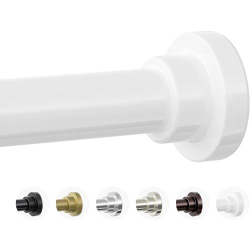 Mcrbeay Shower Curtain Rod, 1 Diameter Heavy Duty Tension Shower Rod, Non Slip Adjustable 28-74 inch No Drill Shower Curtain Rods Spring Tension For Bathroom, Shower Stall, No Rust, White