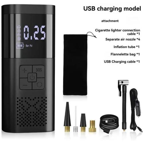 Portable Digital Car Tire Inflator, Wireless Air Pump, LCD Display, Rechargeable Battery