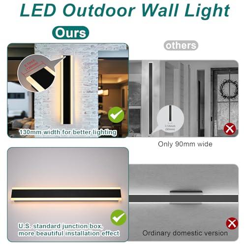 2 Pack Color Black Outdoor Wall Light,60 inch Long Outdoor Modern LED Wall Sconce, Waterproof IP65 LED Wall Mount Lighting Fixture for House Living Room Corridor Porch Patio Garage