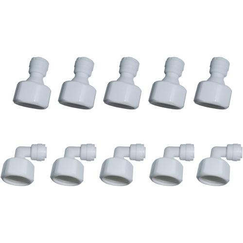 MALIDA Quick Connector Female Thread Adapter Elbow and Straight Combination, 1/2 Inch Thread x 1/4 Inch Tube OD Push to Connect Fittings, for Water Filter purification systems.(pack of 10)