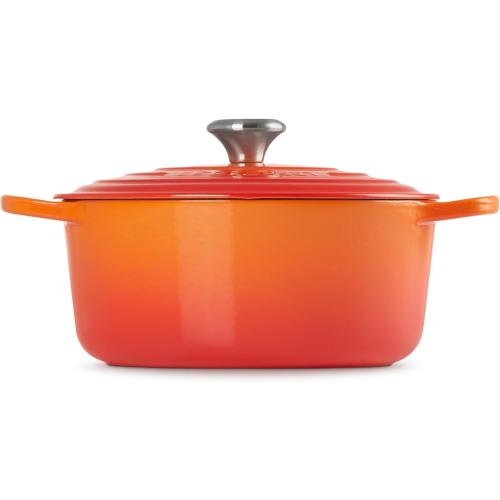 Le Creuset Enameled Cast Iron Signature Round Dutch Oven with Lid, 5.5 Quart, Flame color ivory