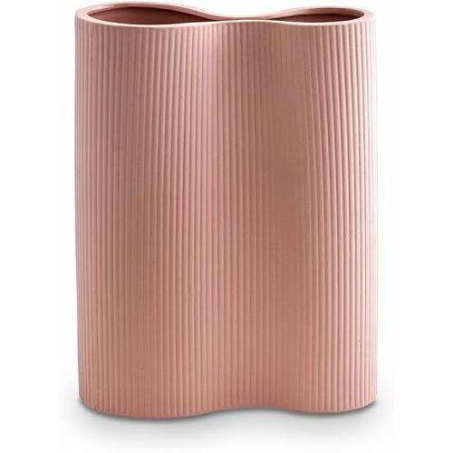 Size 9 Color pink Luxe Infinity Pink Ceramic Vase, 9' Modern Boho Flower Vase for Decor