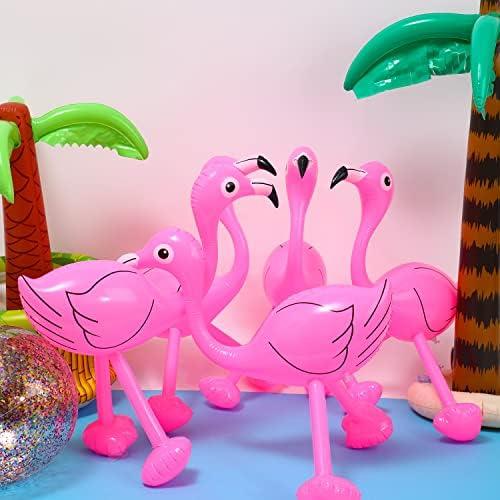 Yaomiao 6 Pcs Inflatable Pink Flamingos Pool Party Decor