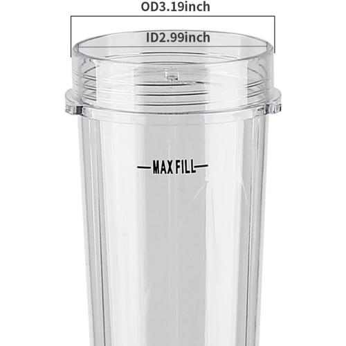 Replacement Parts 16oz Single Serve Cup with Sip&Seal Lid, Compatible with Ninja Blender BL200 30/ BL201 30/BL201C 30/BL203QBK/BL100 (2 Pack)