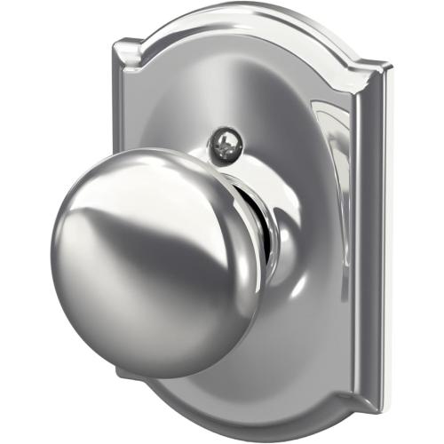 Plymouth Knob with Camelot Trim Non-Turning Lock, Bright Chrome (F170 PLY 625 CAM)