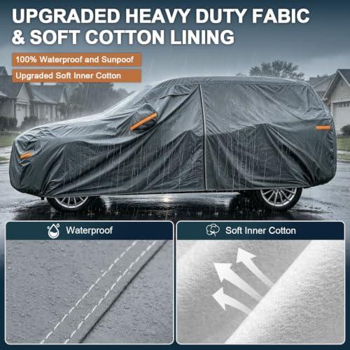 GUNHYI 16 Layers Heavy Duty SUV Car Cover Waterproof All Weather, | Universal Fit Ford Explorer, Toyota Highlander, Acura MDX, Audi Q7/Q8, BMW X5/X6, Kia Telluride, Hyundai Palisade etc.
