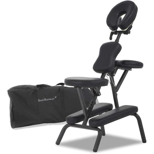 Portable Massage Chair for Tattoo and Spa Foldable Massage Therapy Chair with Adjustable Face Cradle High-Density Cushion Lightweight Design with Carrying Bag Ideal for Salon Use (Black)
