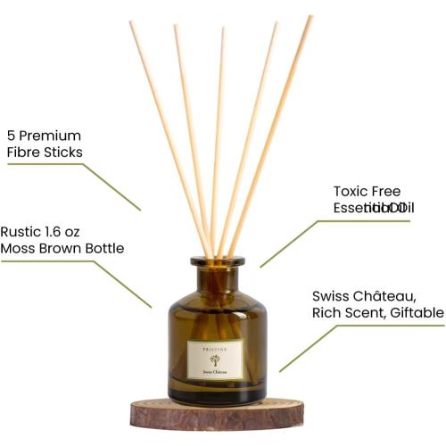 PRISTINE Swiss Château/Inspired by Hilton Reed Diffuser - Home & Bathroom | Fresh Cut Rose, Tangerine, Cedarwood Oil Reed Diffuser Set | Oil & Reed Diffuser Sticks, Home & Office Decor, Fragrance Gift