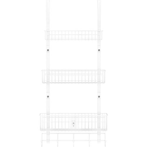 ETELI Over The Door Basket Organizer with 3 Mesh Baskets and 5 Hooks Heavy Duty Pantry Door Organizer Back of Door Storage Rack for Bathroom, Kitchen, Office, White