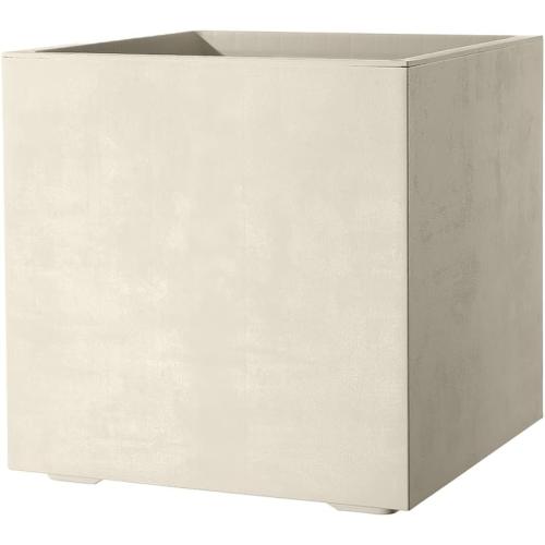 Deroma Millennium 15” Cube Planter| Light & Durable Plastic | Indoor or Outdoor Square Pot for Patio | Includes Water Reserve & Drain Plug | Trendy Planter for Plants, Flowers, Garden | White