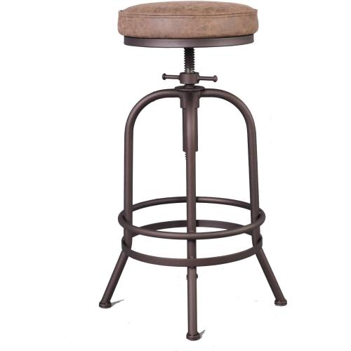 Diwhy Industrial Bar Stool-26-32 Inch Adjustable Swivel Metal PU Leather Seat Stool Bar Height Bar Stool with Footrest-for Kitchen, Dining Side Chair, Pub, Bistro, Set of 2, Copper