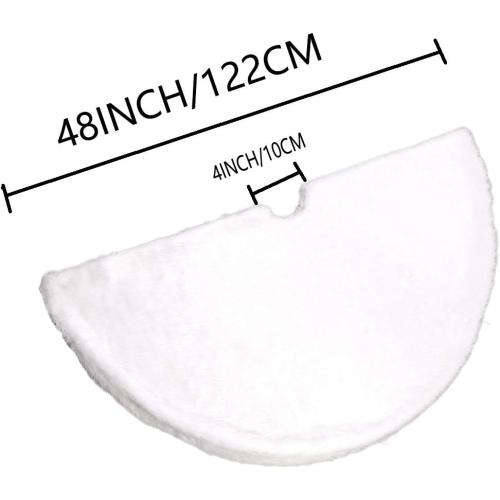 AOGU 48 Inch Faux Fur Christmas Tree Skirt White Plush Skirt for Merry Christmas Party Christmas Tree Decoration