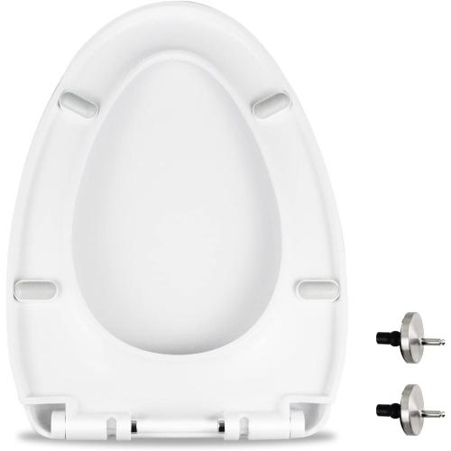 White MUU Toilet seat, Slow Close, White heavy duty Toilet Seat with Non-slip Seat Bumpers Easy to Install & Clean PP Material Replacement Toilet Seat Fits All Toilet Brands Elongated Toilets(MU220-PP)