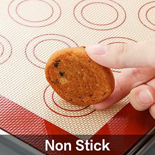 MCIRCO 6 Piece Stainless Steel Baking Sheet with Rack with Silicone Baking Mat Set (2 Pans   2 Racks   2 Mats), 17.3 x 13 x 1 Inch Cookie Sheet with Cooling Rack, Easy Clean